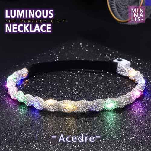 ACEDRE Light Up Rhinestone Headband LED Rave Headpiece Glow Silver Crystal for Women