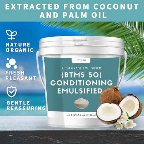 5.2 lb BTMS 50 Conditioning Emulsifier for Making Leave-in Conditioner, Premium BTMS 50 Conditioning Emulsifier Granules, Higher Activity than BTMS 25, Suitable for Making Lotions, Shampoos and More