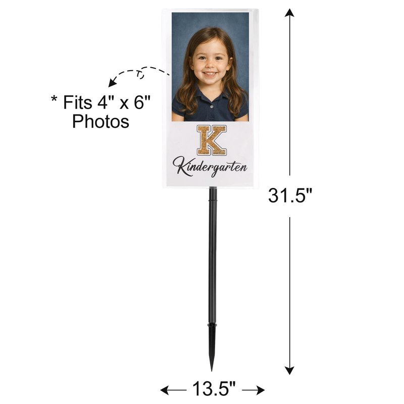 2026 Graduation Decorations - K-12 Yard Signs with Ground Stakes - Gold Graduation Decoration for Kindergarten High School Middle School - Class of 2026 Photo Lawn Sign for Party Supplies