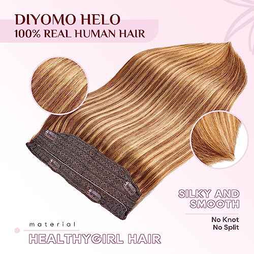 Halo Hair Extensions Real Human Hair - Light Blonde Golden Blond, Halo Extensions Human Hair 20inch 100g