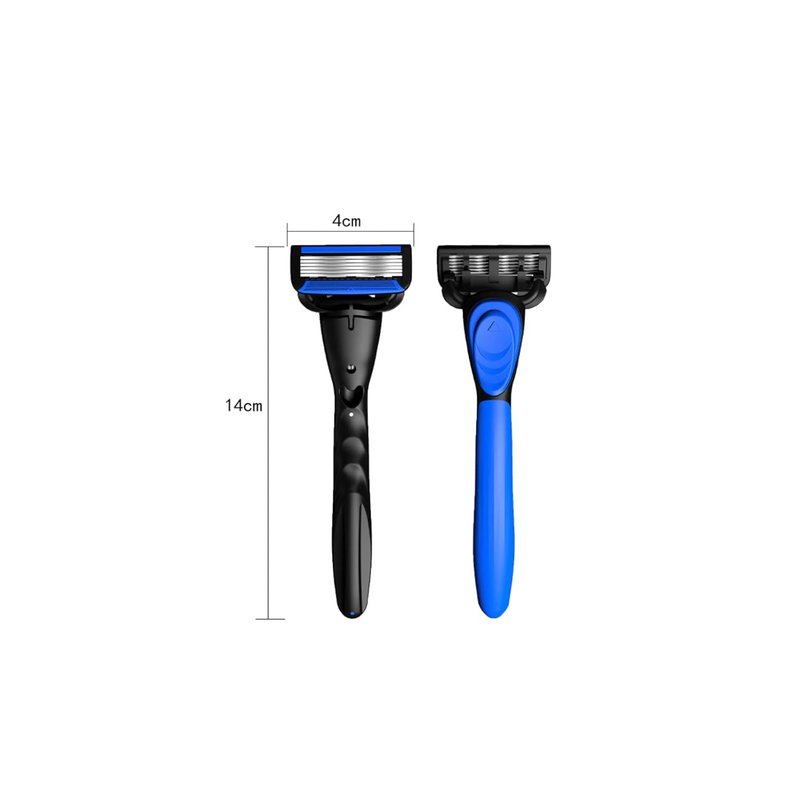 6-Blade Razor for Men & Women | Plastic Anti-Slip Handle with 8 Refill Cartridges - Black