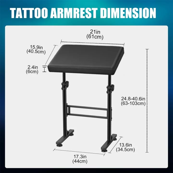 XXL Tattoo Arm Rest Stand - Professional Adjustable Armrest with Soft Pillow for Tattoo Studio