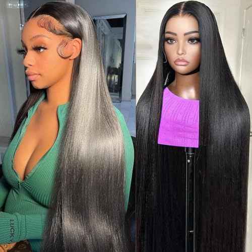 Straight Lace Front Wigs Human Hair Pre Plucked 13x6 Lace Front Wigs Human Hair Wigs for Black Woman Brazilian Frontal Wigs Human Hair Glueless Wigs Human Hair Natural Color 18 Inch