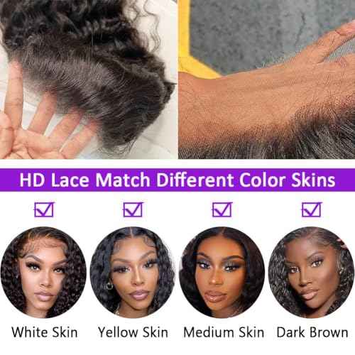 30 Inch 13x6 Deep Wave Lace Front Wigs Human Hair Hd Lace Frontal Wig 200 Denisty Deep Wave Wig Human Hair Lace Front Wigs Natural Black Pre Plucked Deep Curly Lace Frontal Wig for Women