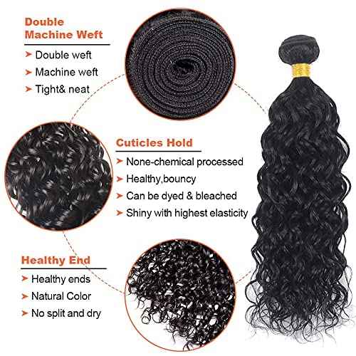 30 32 34 inch #1B Human Hair Bundles Water Wave Bundles Human Hair Wet and Wavy Bundle Double Weft Natural Black Color 300g