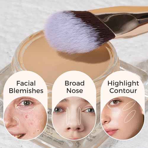 ENERGY Concealer Brush Under Eye, Small Angled Makeup Kabuki Precision Face Blending Brush - Liquid Cream Foundation Concealer for Dark Circles, Eyeshadow,Make Up Nose Contour Applicator Vegan (Pink)