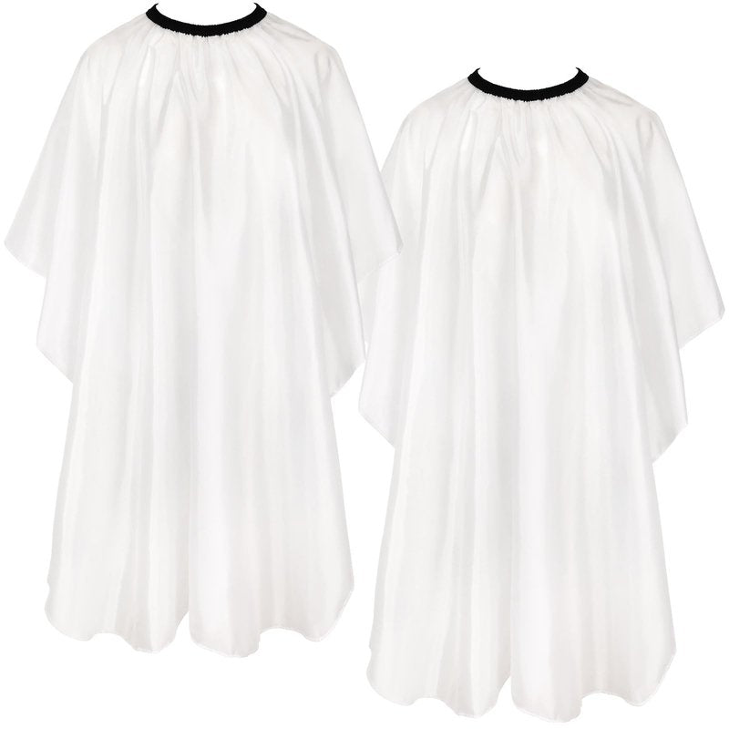 FEBSNOW Professional Hair Cutting Cape, 2 Pcs Hairdressing Barber Salon Cape with Closure Snap for Styling Coloring Hair Hair Cutting Cape Accessories, White