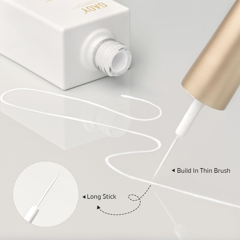 GAOY White Swirl Gel Nail Polish Art Liner, 12ml Classic Color Nail Paint Design with Thin Brush, UV Light Cure for DIY French Manicure at Home