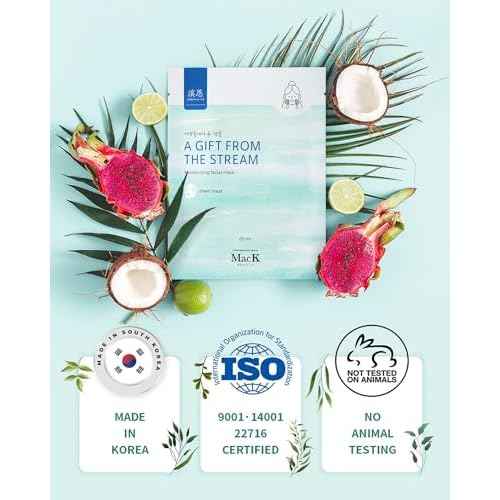 Korean beauty face sheet mask(10 pack) Only EWG green level ingredients Non-GMO Cruelty free No Artificial Fragrance Intense Hydration Panthenol Sodium Hyaluronate 25ml(0.85 Fl Oz) MACKBEAUTY