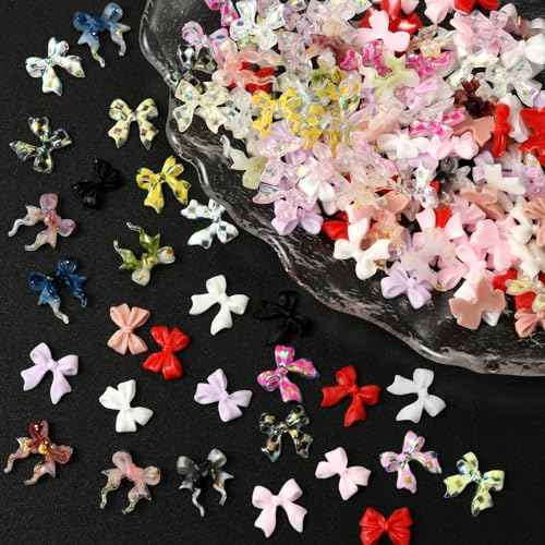 Bow Nail Charms, 3D Nail Charms Bulk for Nail Art Charms and Y2K Charms for Nails Design