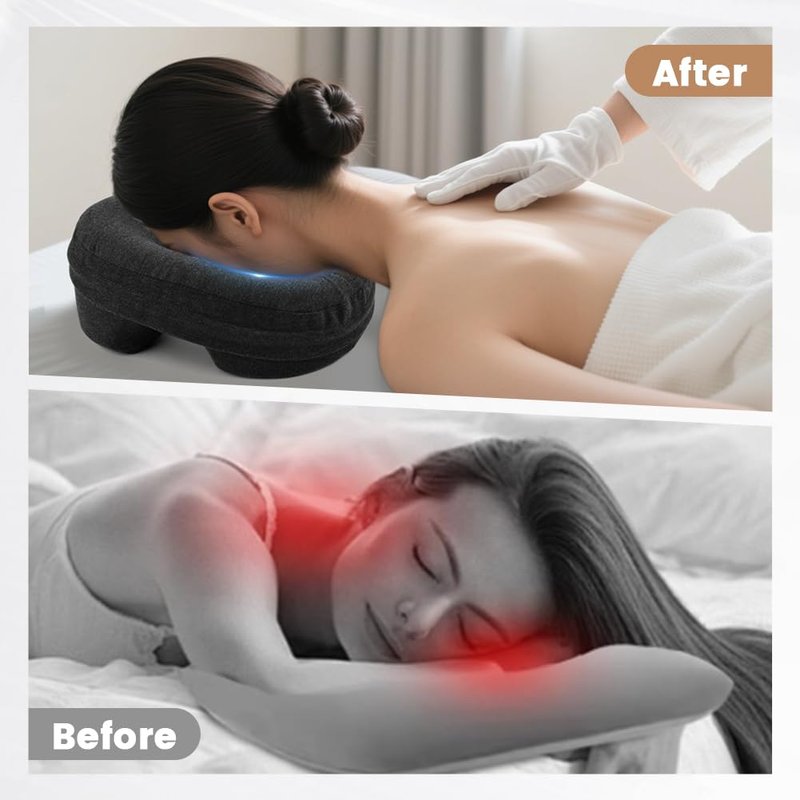 Kakalote Massage Headrest for Bed, Ergonomic Memory Foam Massage Pillow Face Down Pillows for Spa, Napping & Skincare(Black)