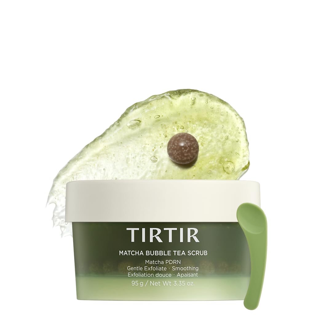 TIRTIR Matcha PDRN Bubble Tea Scrub - Gentle Low-pH Exfoliator with 5,000ppm Vegan Matcha & Ceramide Complex | 100g (3.52oz)
