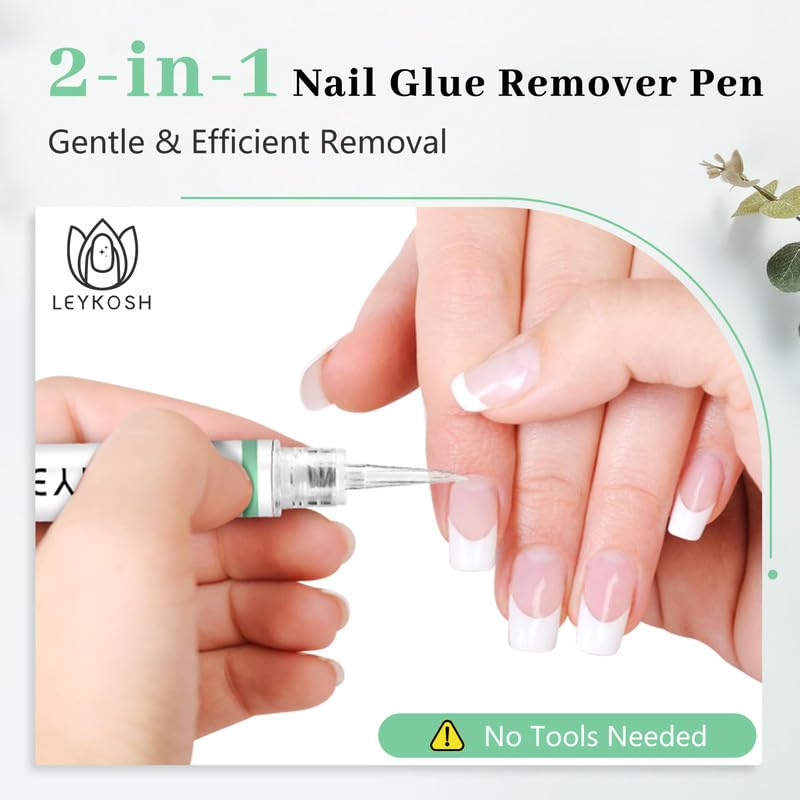 Nail Glue Remover - 2-in-1 Stick & Pen Design for Press-On Nails | 5ml Each, 216pcs Acrylic Tips