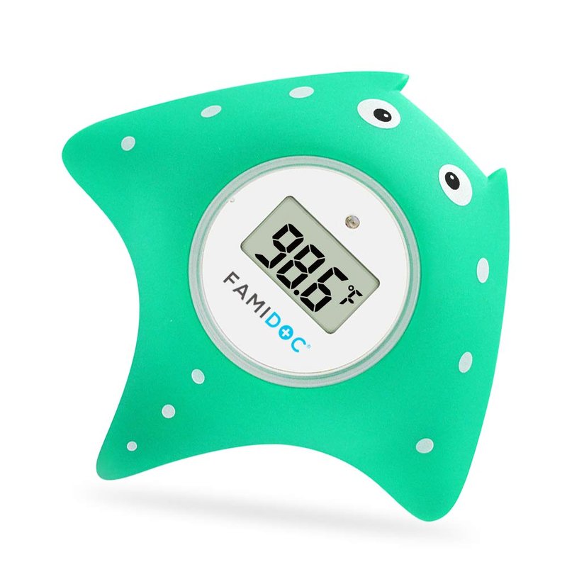 Baby Bath and Room Thermometer - Famidoc FDTH-V0-22 New Upgraded Sensor Technology for Baby Health Bath Tub Thermometer Floating Toy (Blue)