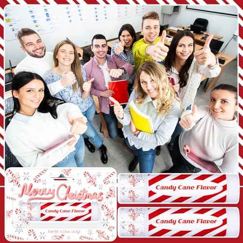 25 Pack Christmas Peppermint Flavor Lip Balms Gifts Bulk Christmas Party Stocking Stuffers Small Thank You Appreciation Gifts for Women Men Staff Coworkers Employee Homeless