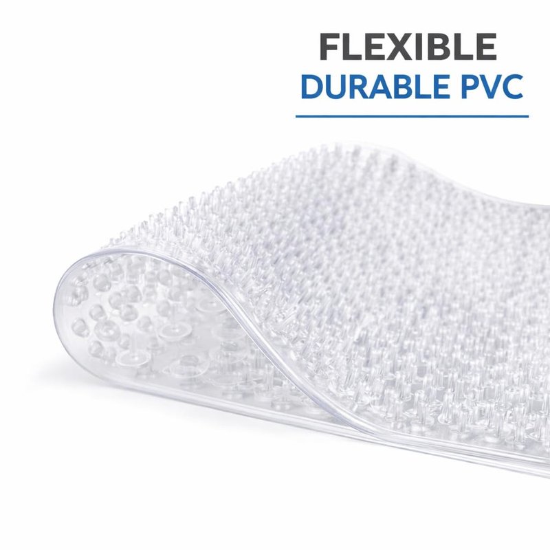Grass Textured Spa Quality Foot Scrubber Bath Mat Bathroom Tub & Bath Mat Anti-Slip 24.5" x 13.5" Clear