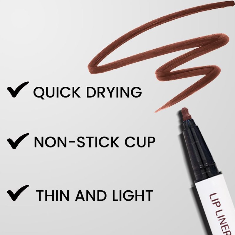 Longwear Liquid Lip Liner Stain - Waterproof Dark Red Brown Matte | 24-Hour Semi-Permanent Formula