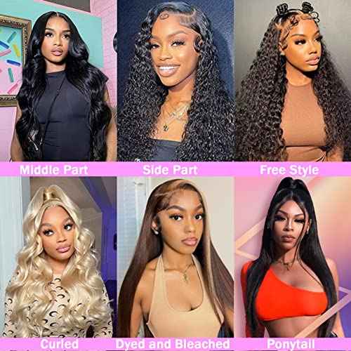 13x6 Lace Front Wigs Human Hair Pre Plucked 180 Density 24 Inch Straight Lace Front Wigs HD Lace Frontal Wigs for Women Natural Black with Baby Hair Glueless Wigs