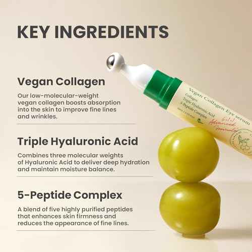 AXIS-Y Vegan Collagen Eye Serum - K Beauty Triple Hyaluronic Acid & Peptide Collagen Serum Improve Skin Elasticity, Reduce Fine Lines & Dark Circles - Vegan Korean Skin Care Eye Cream - 0.33 fl. oz.