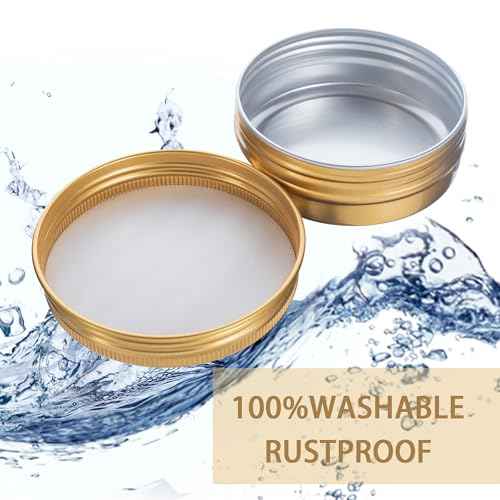 24 Pack 3oz Screw Top Aluminum Tin Jars with Screw Lids and Blank Labels - Refillable 90ml Metal Containers for Lip Balms, Candles, Salves, Spices, Crafts (Gold)
