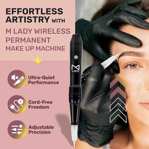 M Permanent Makeup Machine - Microblading Machine, Eyebrow Tattoo Machine - Microshading, Lip, Ombre Brows Machine - Wireless Machine Kit - Achieve Flawless Results (Machine, Black)