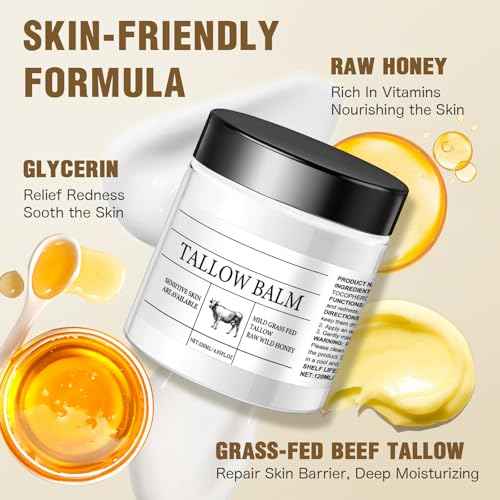 Beef Tallow for Skin, Organic Beef Tallow for Face 4 Oz., Whipped Beef Tallow Balm for Sensitive Skin, Deep Moisturizing For Face Cream, Unscented- Natural Skin Care for Body & Face Moisturizer