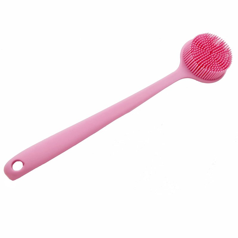 Long Handle Silicone Body Scrubber for Shower, Dual-Sided Back Scrubber Brush with Soft Bristles&Massage Nodes, Exfoliating Bath Brush for Hard to Reach Areas, Easy to Clean & Quick Dry, for Daily Use