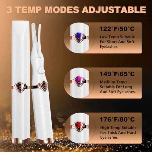 Heated Eyelash Curler, 2-in-1 Clip-Type Design, 3 Temperature Modes, USB Rechargeable Electric Eyelash Curler, Natural Curling 24H Long-Lasting Curl, Gift for Women & Girls, Beige-DB