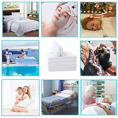 Disposable Bed Sheets for Massage Table 100 Pcs 31" x 71" Waterproof Massage Table Sheets Soft Non Woven Fabric SPA Massage Table Bed Cover Breathable for Beauty Tattoos Waxing Travel (White)