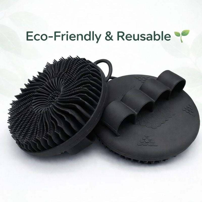Hygienic Silicone Body Scrubber, Exfoliating Body Scrubber for Sensitive Skin, Eco Friendly Shower Scrubber for Body, Silicone Body Brush for Showering (Black)