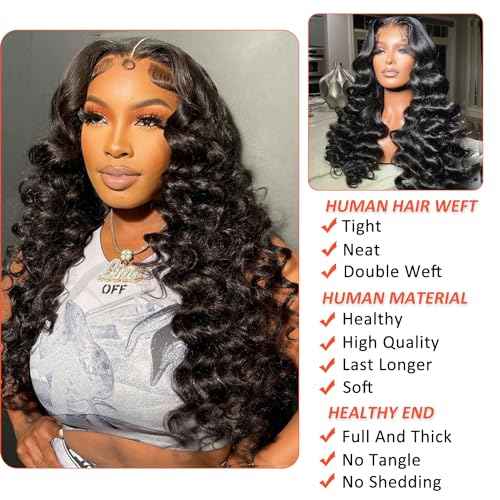 Deep Wave Lace Front Wigs Human Hair 13x4 HD Lace Frontal Wigs for Black Women 200 Density Glueless Wigs Pre Plucked with Baby Hair 18 Inch