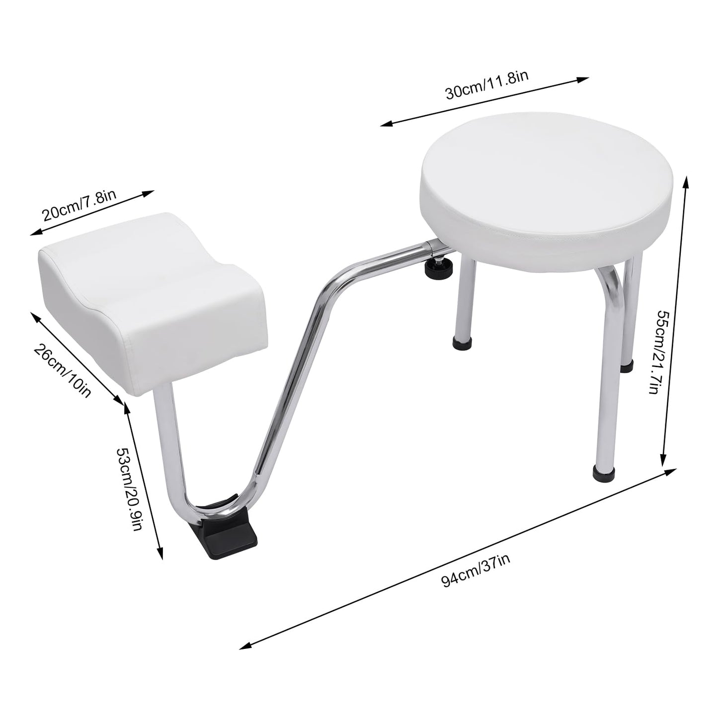SODONAD Salon Pedicure Stool, Pedicure Foot Rest Stool Chair, Height Adjustable Leg Rest PVC Leather Pad Foot Rest Chair for Manicurists, Pedicurists, Tattoo Artists, Makeup Artists