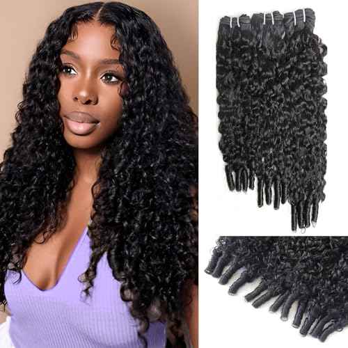 Burmese Curly Bundles Human Hair Water Wave Human Hair 100% Unprocessed Brazilian Virgin Remy Hair Bundles Quick Weave for Women Natural Black (Burmese Curly Natural Black, 18 20 22 Inch NEW)