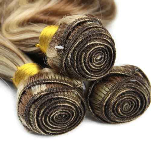 18 18 18 Inch Ombre Bundles P4613 Body Wave Human Hair Bundle Two Tone Color 4 Brown Mixed With 613 Body Wave Bundles Highlgiht Blonde Bundle For Black Women