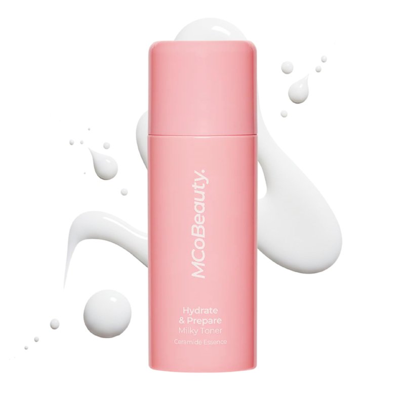 MCoBeauty Hydrate & Prepare Milky Toner - Ceramide Hyaluronic Acid Toner Essence for Plump Dewy Glazed Skin - Calming Hydrating Face Milk - Makeup Prep for Dry Sensitive Skin - Vegan & Cruelty Free