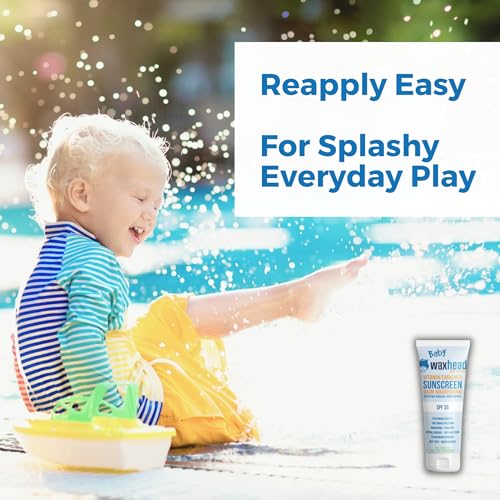 Waxhead Baby Sunscreen SPF?35 ? Non-nano Zinc Oxide Mineral Lotion for 6-12 months Babies + 12-24 Toddlers | Natural Tear?Free + Organic Hypoallergenic, Pediatrician?Recommended Sunblock (4?oz)