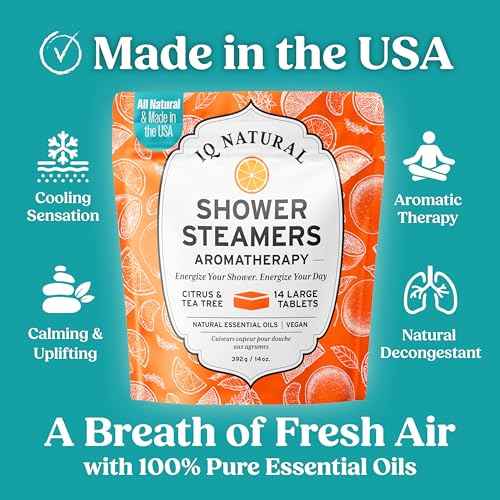 Citrus Shower Steamers Aromatherapy for Women- USA Made - Shower Bombs Aromatherapy for Women, Vapor Shower Tablets, Menthol Shower Scent Steamers Cold and Flu, Organic Shower Steamer