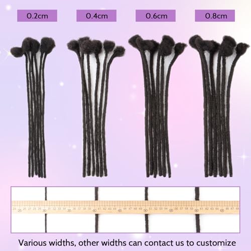 Loc Extensions Human Hair 0.4cm&0.6 cm&0.8cm width 4-18inch 10, 20, 40, 100 strands 100% Human Hair Locs Extensions for Men Women Natural Dreadlocks Can Be Dyed Bleached Curled 0.4cm 8inch 30 Strands