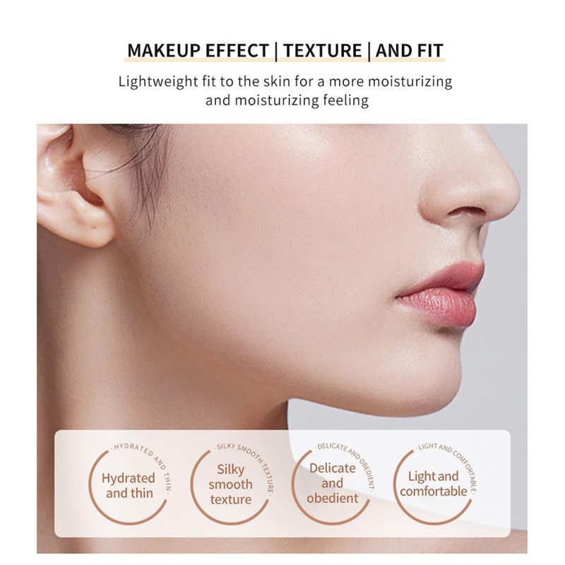 LAMUSELAND Air Cushion BB Cream Foundation, 2 Shades Tinted Moisturizing Waterproof Long-lasting Nude Natural Concealer, Oil Control BB Cream Makeup (Ivory, 1)