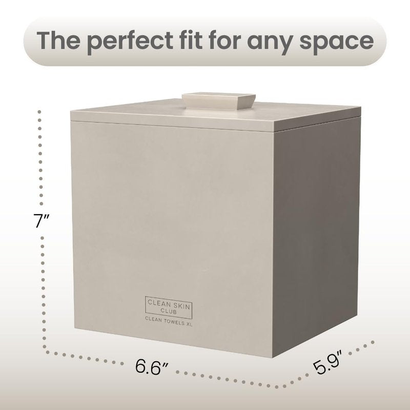 CLEAN SKIN CLUB Cement Box for 50 Disposable Clean Towels XL (Towels NOT Included), Concrete Container for Face Towelettes Bathroom Counter Storage, Cleansing Facial Dry Wipes - Taupe Stone