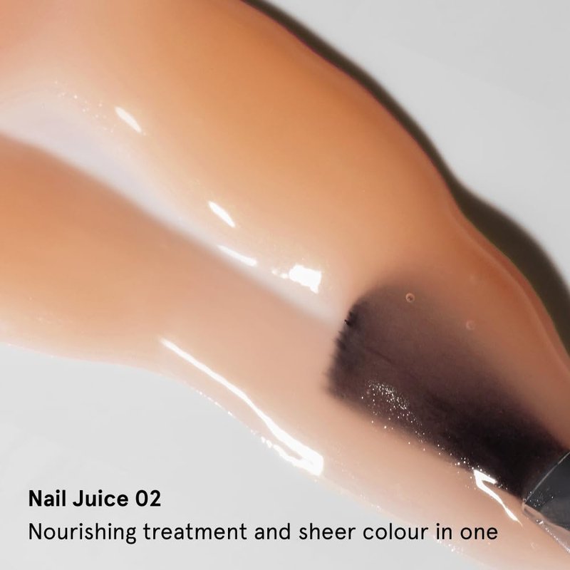gitti Nail Juice no. 02 | Plant-Based Nail Treatment & Color Polish, Non-Toxic, 82% Natural Origin, Vegan, Cruelty-Free | Strengthens, Nourishes, Non-Greasy Formula, Soft Peach Sheer Tint (0.5 fl oz)