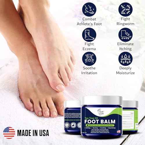 FOOT CURE Tea Tree Oil Balm ? Moisturizer for Dry Cracked Feet ? Instantly Hydrates & Soothes Irritated Skin & Athlete's Foot ? Best Foot Care for Women and Men (Pack of 2)
