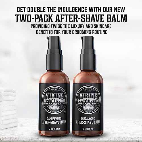 Viking Revolution Luxury After-Shave Balm for Men - Soothes and Moisturizes Face After Shaving - Eliminates Razor Burn for A Silky Smooth Finish - Sandalwood Scent (Pack of 2)