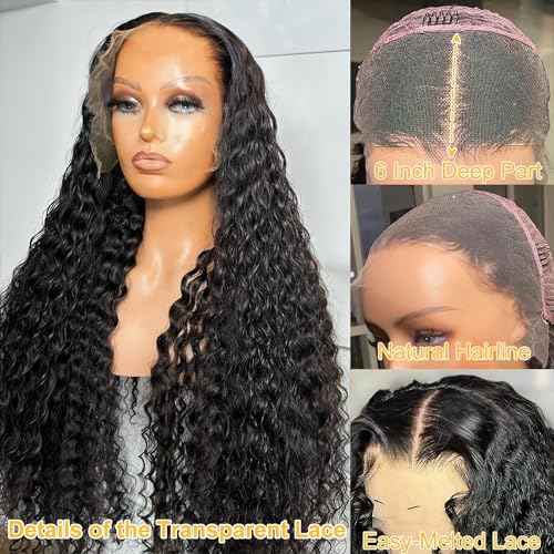 14 Inch Deep Wave Lace Front Wigs Human Hair 13x6 Deep Wave HD Transparent Lace Frontal Wigs for Women 13x6 Lace Front Wigs Virgin Remy Human Hair Wig for Women Deep Wave 13x6 Frontal Wig