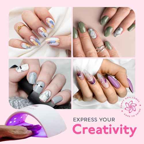 SUNUV UV Light for Nails, Dryer for Gel Polish with Sensor 2 Timers and Display SUN9X Plus UV Nail Lamp Pink