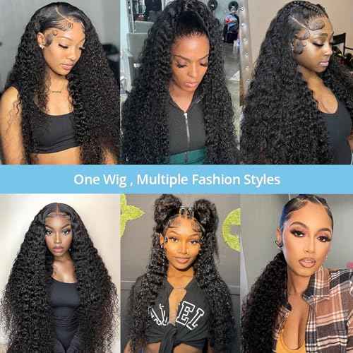 13x6 HD Lace Front Wigs Human Hair 200 Density Deep Wave Frontal Wigs for Women Glueless Wet and Wave Lace Front Wigs Human Hair 16 Inch