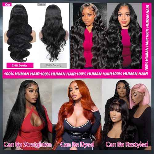 13x6 Body Wave Wigs for Women 220% Density Lace Frontal Wig Human Hair Pre Plucked Body Wave Glueless Lace Front Wig Human Hair Natural Color Wigs (18inch)