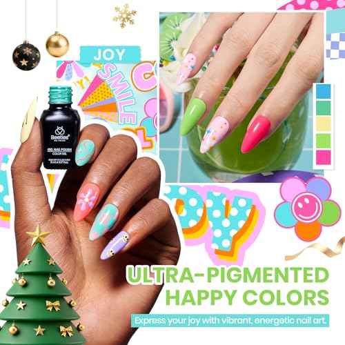 Beetles Winter Gel Nail Polish Set - Emotional Spectrum 69PCS 60 Colors Gel Polish Kit Base Coat Glossy & Matte Top Coat UV Led Soak off Collection Brown Red Black Nude White Christmas Gifts for Women