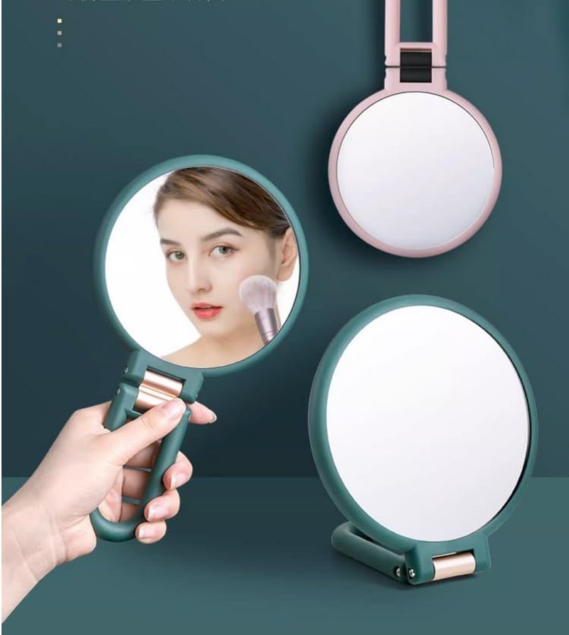 Handheld Magnifying Mirror - 1X/5X Double-Sided Folding Design | Adjustable Handle for Travel & Makeup