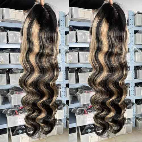 13x4 Full Lace Frontal Wigs Human Hair Ombre Wig 1B/27 HD Lace Front Wigs Pre Plucked 180% Density Body Wave Human Hair Wig Bleached Knots Full Lace Front Wigs for Black Women 18 Inch
